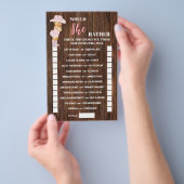 彼女はむしろ女性のカーボーイの赤ちゃんシャワーゲームカード チラシ (ハンドル)