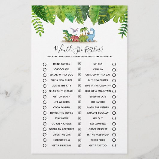 彼女はむしろ恐竜の赤ちゃんシャワーのゲーム (正面)