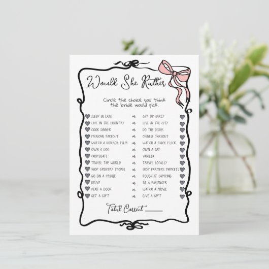 彼女はむしろ手引き弓のブライダルシャワーゲーム 招待状 (スタンド正面)