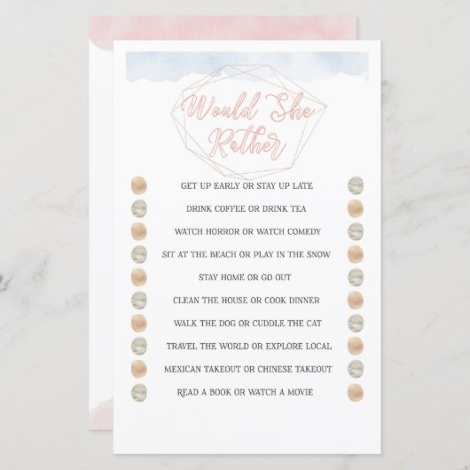 彼女はむしろ植物的なブライダルシャワーの試合を (正面/裏面)