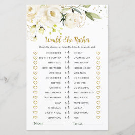 彼女はむしろ白いバラのブライダルシャワーゲーム