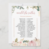 彼女はむしろ秋の赤ちゃんシャワーゲームカードを望む 招待状 (正面)