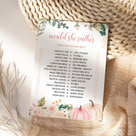 彼女はむしろ秋の赤ちゃんシャワーゲームカードを望む 招待状