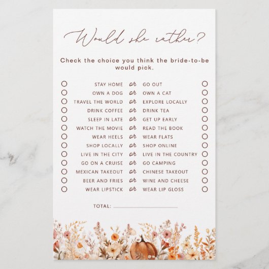 彼女はむしろ秋カボチャブライダルシャワーゲーム (正面)