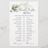 彼女はむしろ緑のブライダルシャワーゲームを (正面)