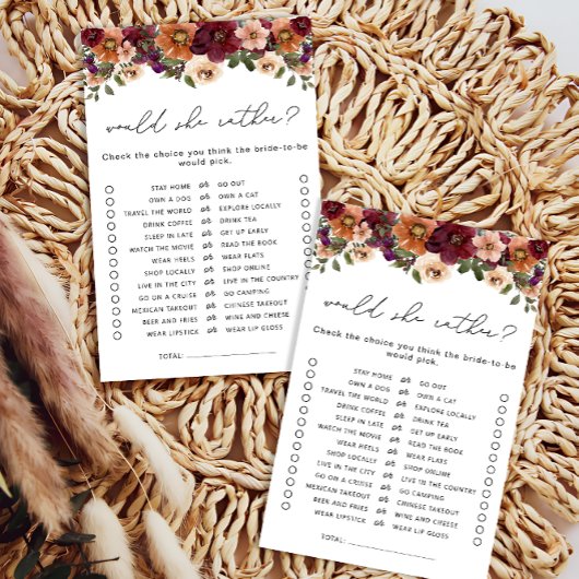 彼女はむしろ花のブライダルシャワーゲームを落とすだろうか