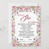 彼女はむしろ薄紫フローラブライダルシャワーゲーム私 招待状 (正面)