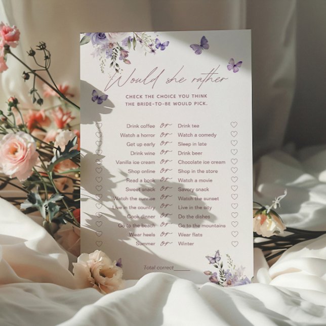 彼女はむしろ蝶のブライダルシャワーのゲームカード (クリエイターアップロード済み)