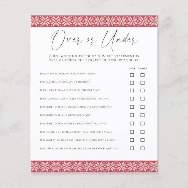 彼女はむしろ赤ちゃんシャワーのゲームの上と下/彼女は (正面)