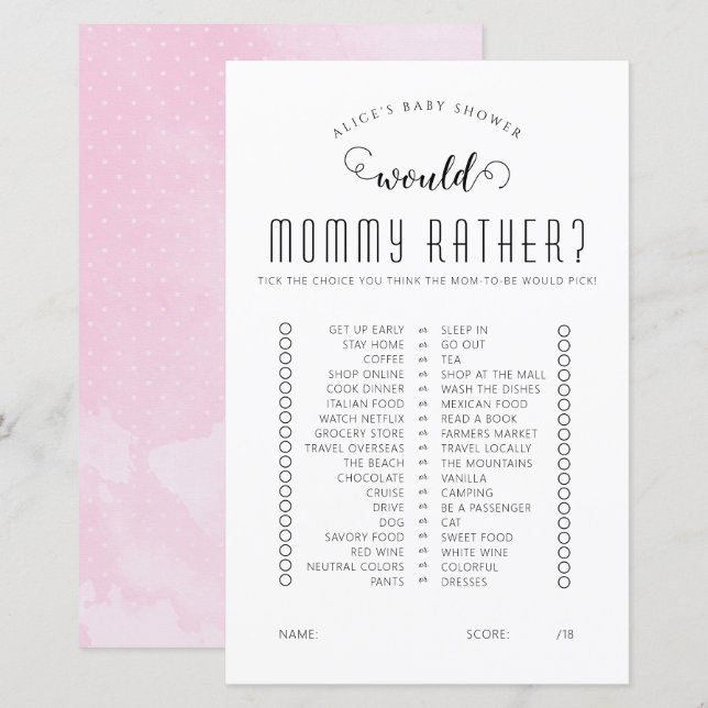 彼女はむしろ赤ちゃんシャワーのゲームを望む (正面/裏面)