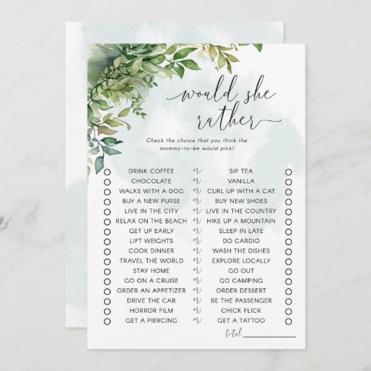 彼女はむしろ赤ちゃんシャワーのゲームを望む 招待状 (正面/裏面)