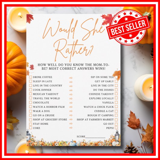 彼女はむしろ赤ん坊のシャワーゲーム小さなカボチャ 招待状