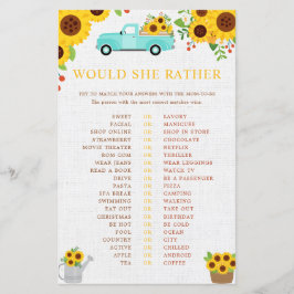 彼女はむしろ赤ん坊のシャワーゲーム、ひまわり花