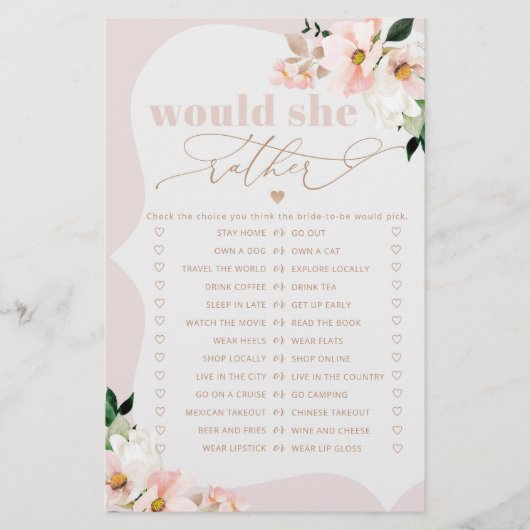 彼女はむしろ赤面フローラブライダルシャワーゲーム (正面)