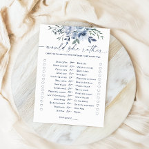 彼女はむしろ青いブライダルシャワーのゲームカード