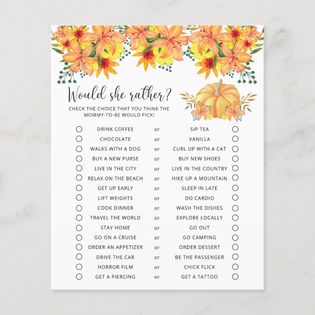 彼女はむしろ – かぼちゃの赤ちゃんシャワーゲーム (正面)