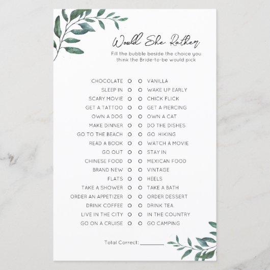 彼女はむしろ – ブライダルシャワーゲーム (正面)