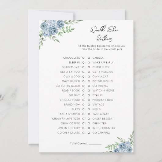 彼女はむしろ – ブライダルシャワーゲーム シーズンカード (正面)