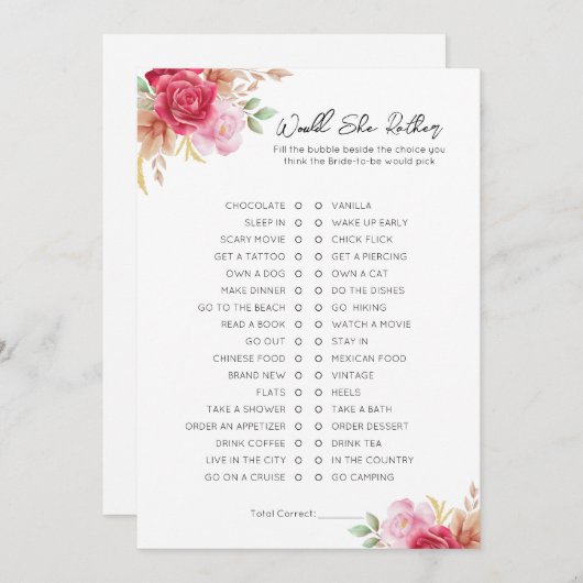 彼女はむしろ – ブライダルシャワーゲーム シーズンカード (正面/裏面)