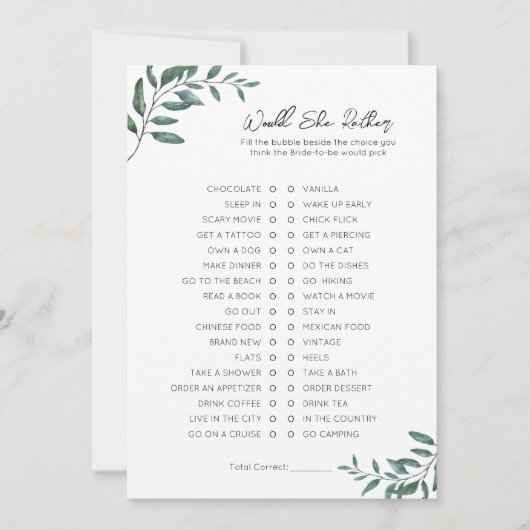 彼女はむしろ – ブライダルシャワーゲーム シーズンカード (正面)