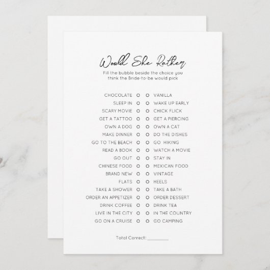 彼女はむしろ – ブライダルシャワーゲーム シーズンカード (正面/裏面)