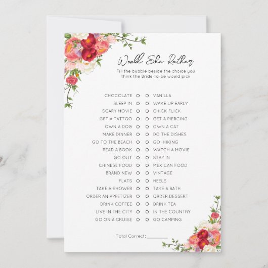 彼女はむしろ – ブライダルシャワーゲーム 案内状 (正面)