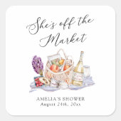 彼女はもう恋人募集中じゃない！農家の市場で開催のブライズシャワー スクエアシール (正面)