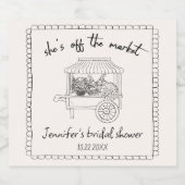 「彼女はもう誰のものにもならない」手描きのブライダルシャワー スパークリングワインラベル (シングルラベル)