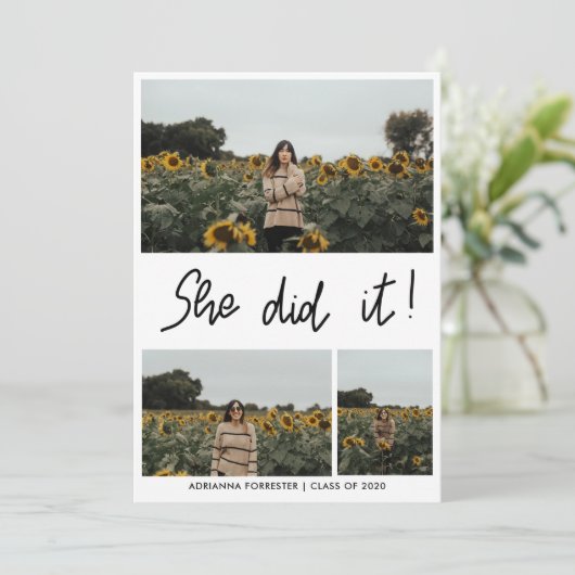 彼女はやった|フォトコラージュ3校卒業 招待状 (スタンド正面)