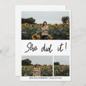 彼女はやった|フォトコラージュ3校卒業 招待状 (正面/裏面)