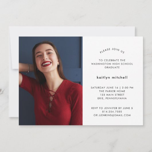 彼女はやった| 2枚の写真卒業パーティー 招待状 (裏面)