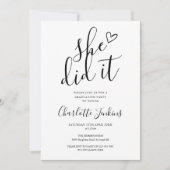 彼女はやり遂げた スクリプト ハート フォト 卒業パーティー 招待状 (正面)