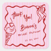 彼女はアイスクリームのブライダルシャワーのお土産を手に入れた スクエアシール (正面)
