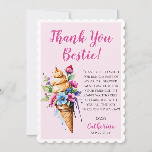 彼女はアイスクリームの結婚前お披露目会で大盛り上がりだ！ サンキューカード (正面)