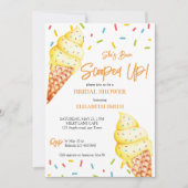 彼女はアイスクリームをすくい取った ブライダルシャワーのお誘い 招待状 (正面)
