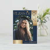 彼女はアーチ写真モダン金ゴールド海軍卒業した 招待状 (スタンド正面)