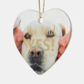 彼女はイエスと答えた カスタム写真エンゲージメント クリスマス セラミックオーナメント (左)