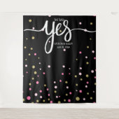 彼女はイエスと言った ウェディングフォトブースの背景バナー タペストリー (正面)