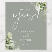 彼女はイエスと言った グレenery セージグリーン婚約パーティー ワインラベル (シングルラベル)