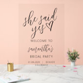 彼女はイエスと言った スクリプト 彼女はイエスと言った ブライダルシャワー アクリルサイン (ウェディング)