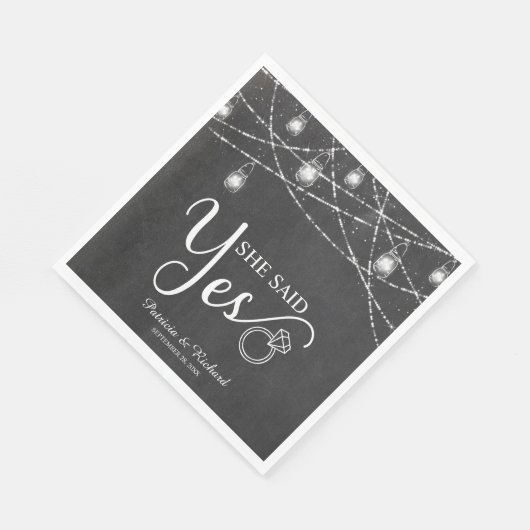 彼女はイエスと言った ラスティックチョーク 婚約パーティー スタンダードランチョンナプキン (角)