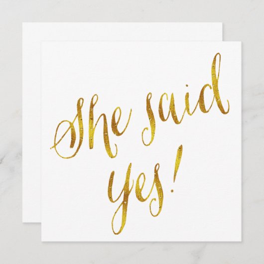 「彼女はイエスと言った」名言 偽金箔 メタリック デザイン 案内状 (正面/裏面)