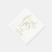 彼女はイエスと言った 婚約パーティー エレガント ゴールド スタンダードカクテルナプキン (角)