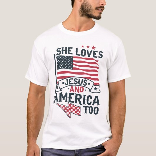 彼女はイエスアメリカを愛している Tシャツ (正面)