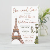 彼女はウィと言った！パリ，フランスをテーマにしたブライダルシャワー 招待状 (スタンド正面)