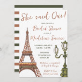 彼女はウィと言った！パリ，フランスをテーマにしたブライダルシャワー 招待状 (正面/裏面)