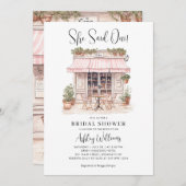 彼女はウィYesパリフランスのカフェブライダルシャワー 招待状 (正面/裏面)