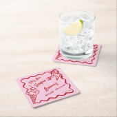 彼女はウェーブボーダーのスケッチのブライダルシャワーで盛り上がった スクエアペーパーコースター (インサイチュ)