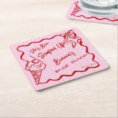 彼女はウェーブボーダーのスケッチブライダルで連れて行かれました スクエアペーパーコースター (アングル)