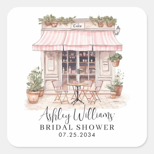 彼女はオイ、パリのフランスカフェでブライズシャワーパーティ スクエアシール (正面)